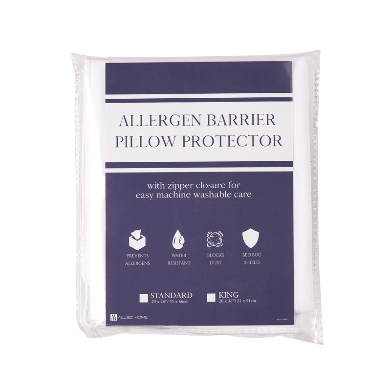 Standard White Cotton Polyester Hypoallergenic Pillow Protector