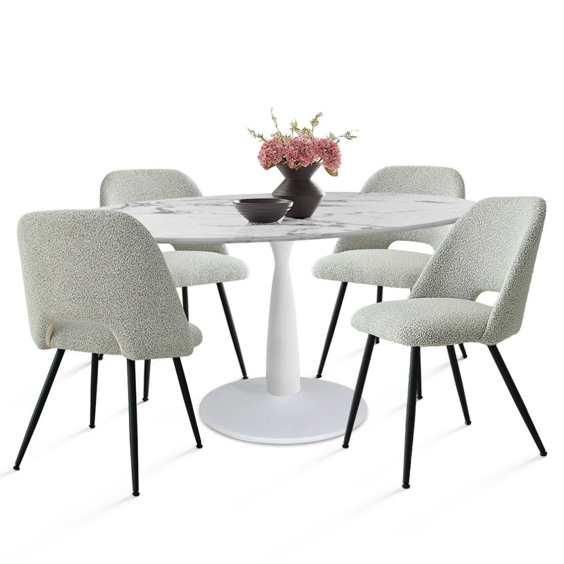 Chaena 5-Piece Oval Dining Table Sets, Gray