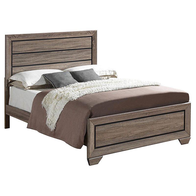 Washed Taupe Queen Panel Bed