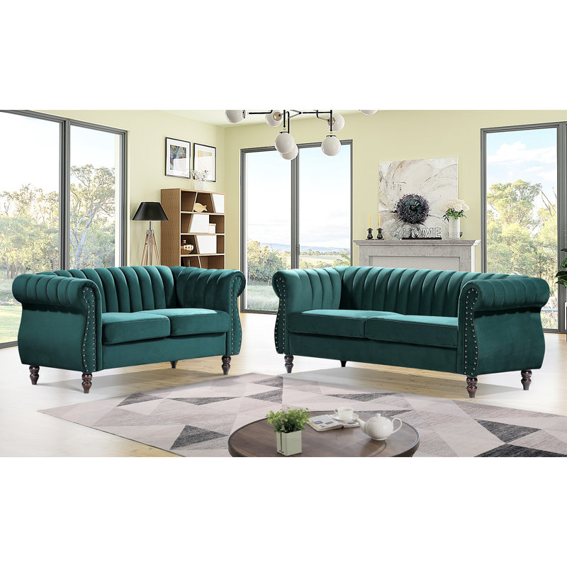 Ensemble de salon Titus Velvet, Velours vert