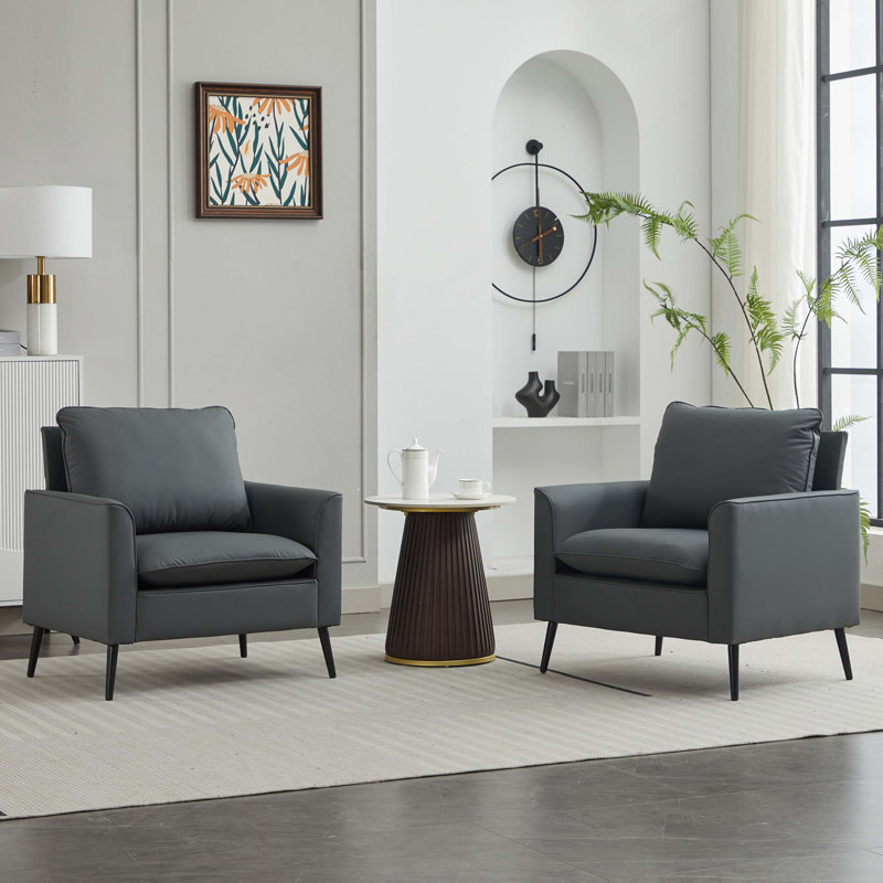 Canapé simple en cuir 2pc, Similicuir gris pâle