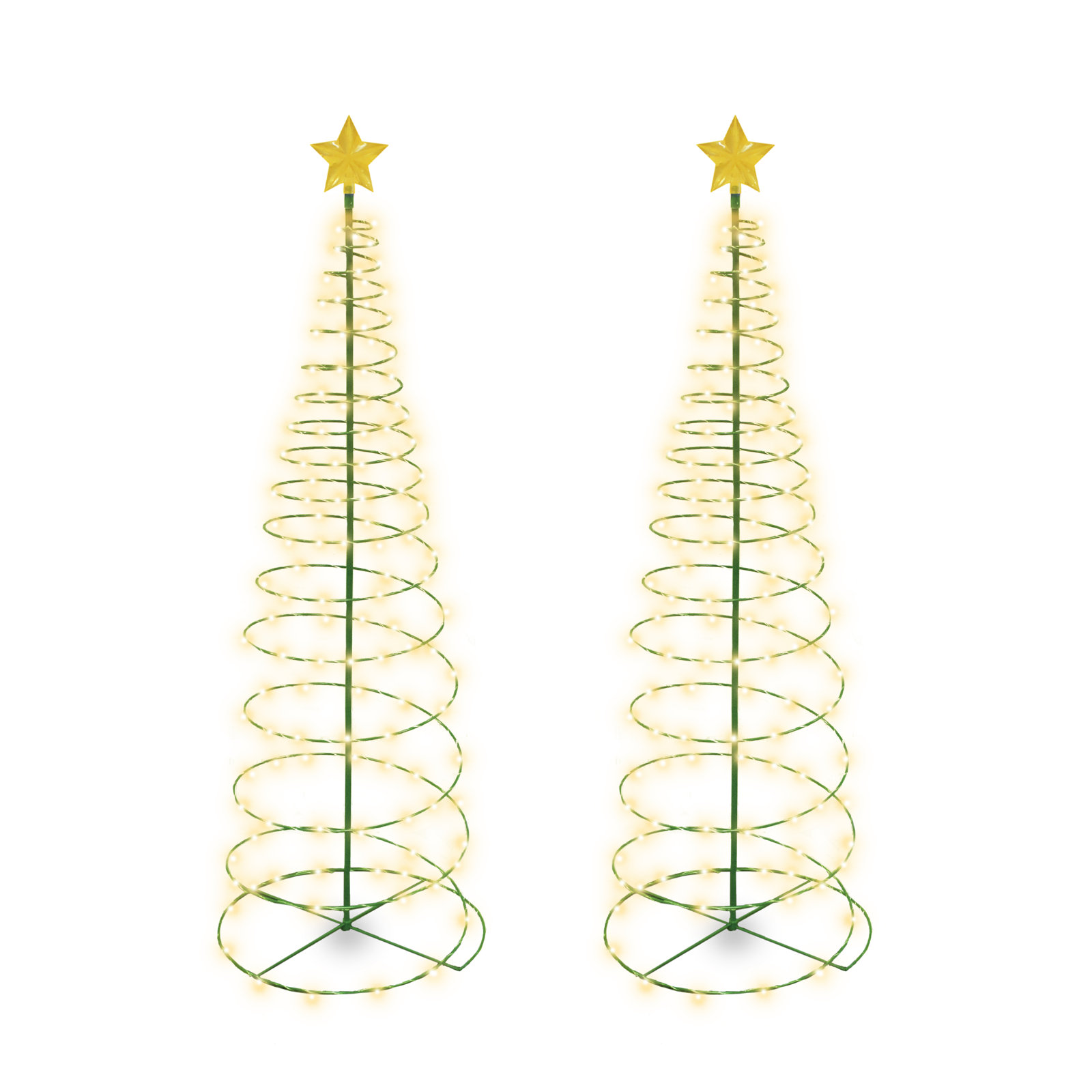 Lighted Christmas Tree Yard Display, White/Yellow