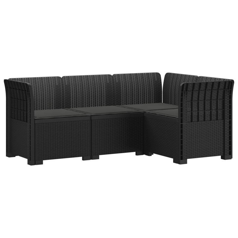 62 cm W Patio Sofa with Cushions, Anthracite, Anthracite