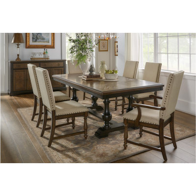 Kiyra Beige Fabric Upholstered Seat Rectangular Dining Room Set