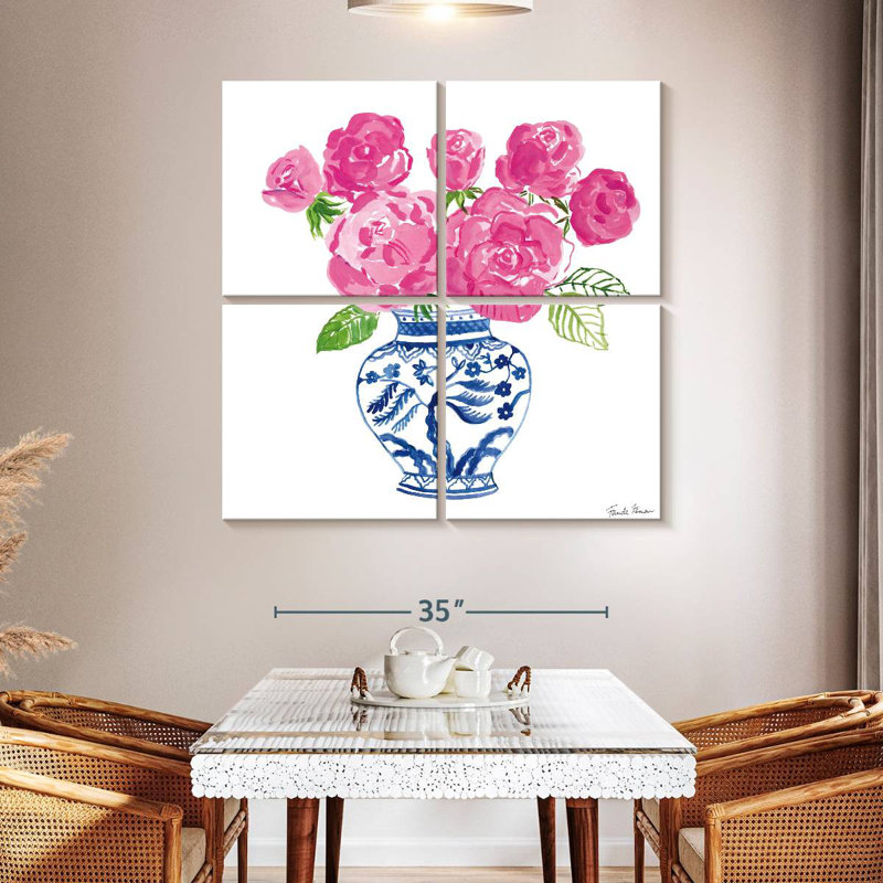 Harnek chinoiserie roses sur fond blanc I