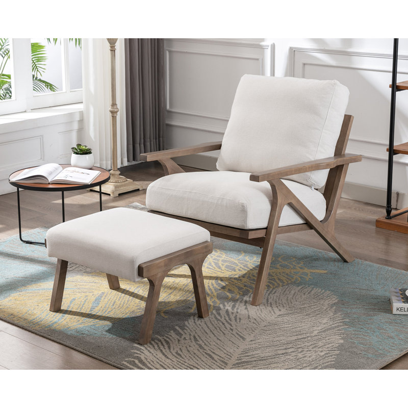 Fauteuil avec repose-pieds l 25 po Juntier, Blanc