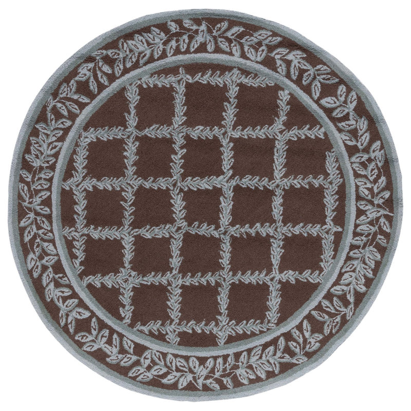 Hollander Hand-Hooked Wool Brown Area Rug, Round 3'
