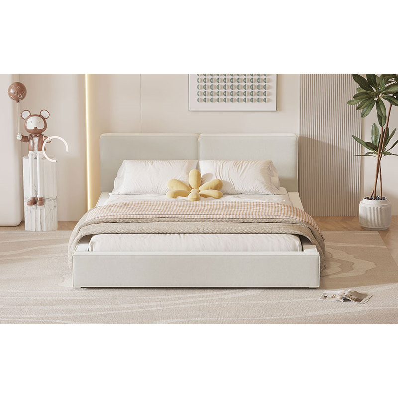 Charetta Upholstered Platform Bed, Beige