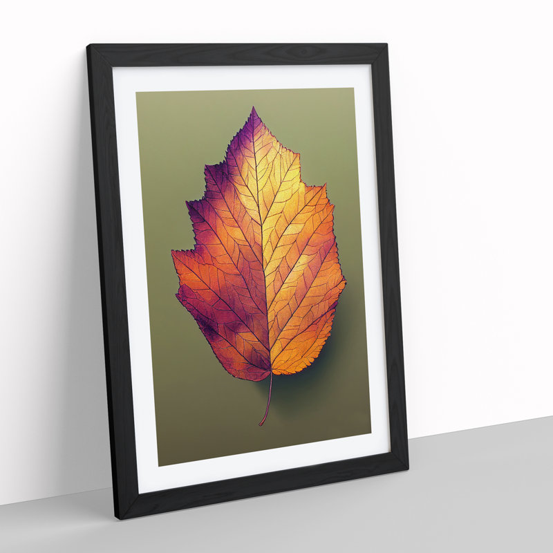Autumn Leaf No.4 - Single Picture Frame Print, 64cm H x 46cm W x 2cm D, Black Framed