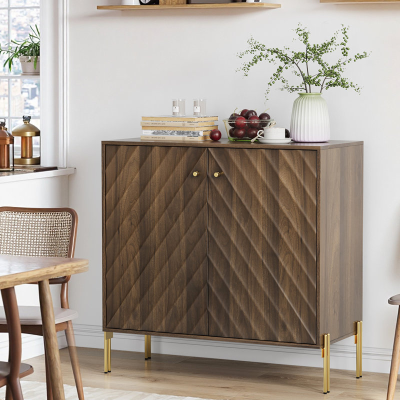 Buffet en noyer avec rangement pour la cuisine et le vestibule - fleurs de table spacieuses, tablettes réglables
