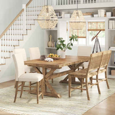 Averie Crossing 6 Piece Extendable Counter Height Solid Wood Dining Set