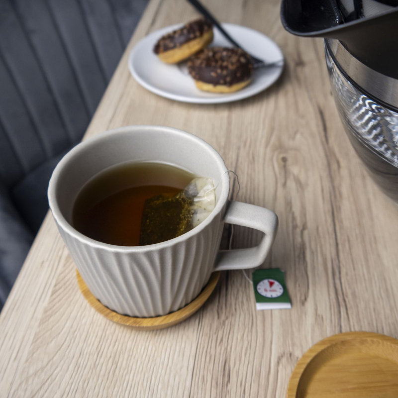 Atac Ceramic Teacup and Saucer, in Grey