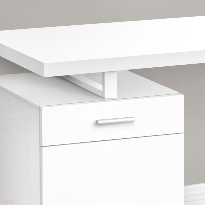 Computer Desk, Home Office, Laptop, Left, Right Set-Up, Storage Drawers, 48"L, Work, Contemporary, Modern, White