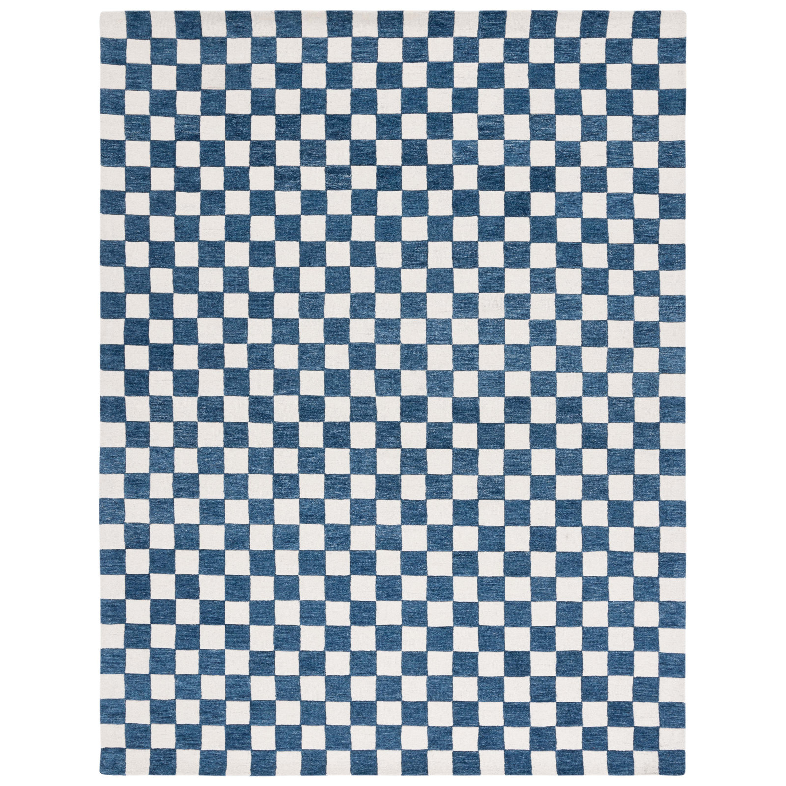 Freemont Blue Ivory Hand-Tufted Checkered Rug, Rectangle 6' x 9'