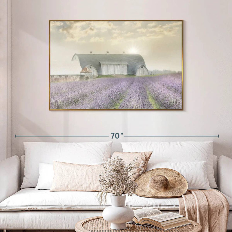 Lavande matinale, 46 po x 31 po, Cadre flottant doré