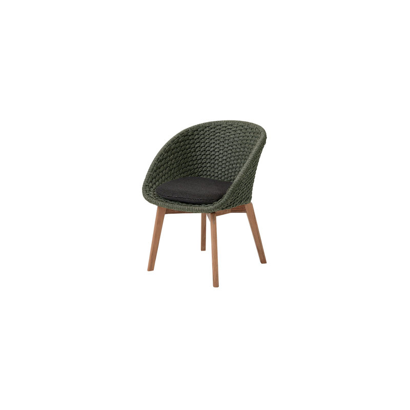 Peacock Chair with Teak Legs, Dark Green, Dark Green
