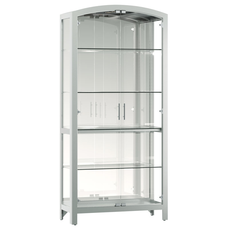 Elsie Silver Glass and Wood Curio Cabinet with LED Light