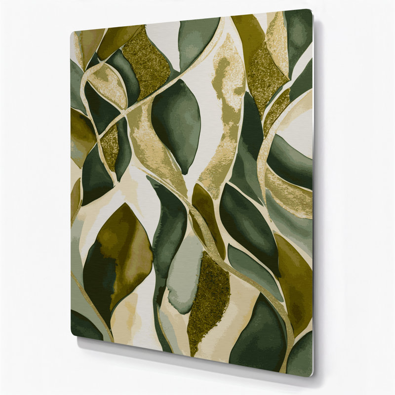 Abstrait aquarelle 94, art mural en métal beige, H 16 po x l 20 po