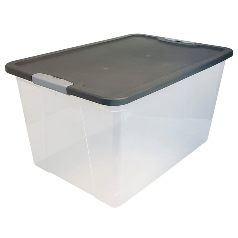 Grand bac de rangement transparent Homz, Gris