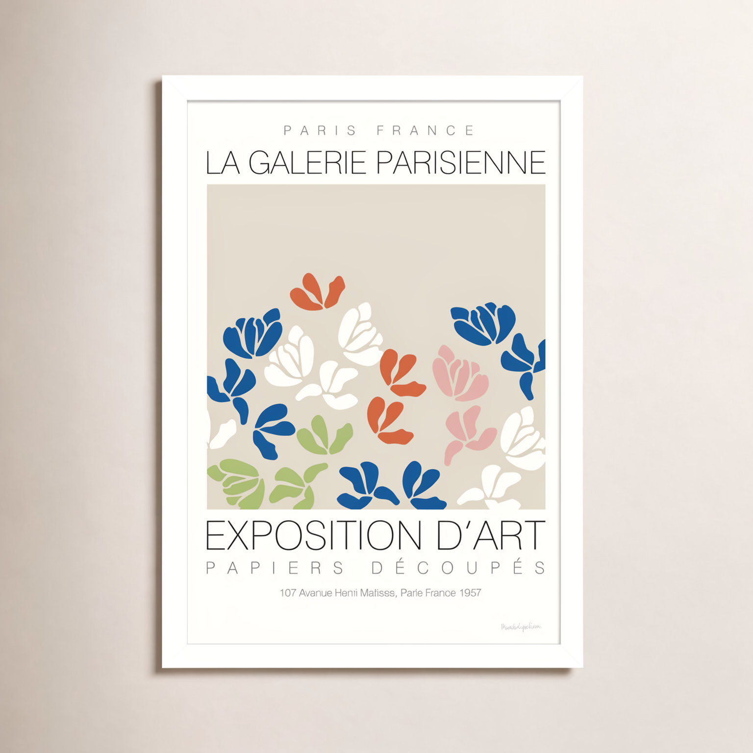 Fleurs de Matisse III Print, 12" W x 17" H, White