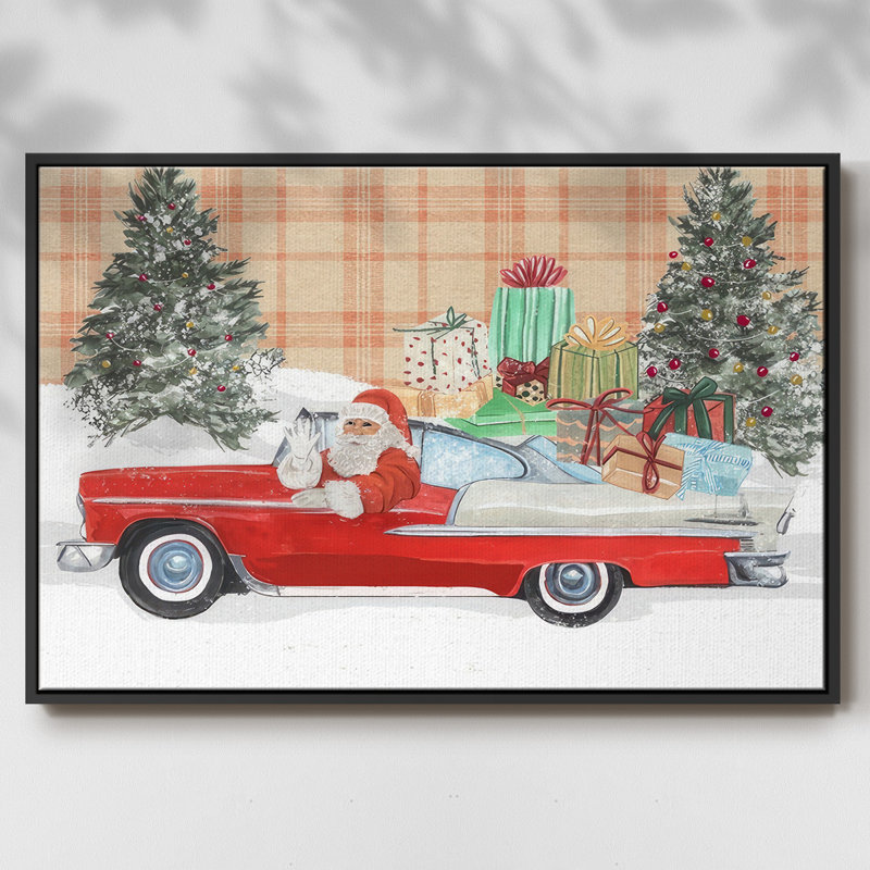 Père Noël sur roues II, Noir, H 17 po x l 25 po x P 1,5 po