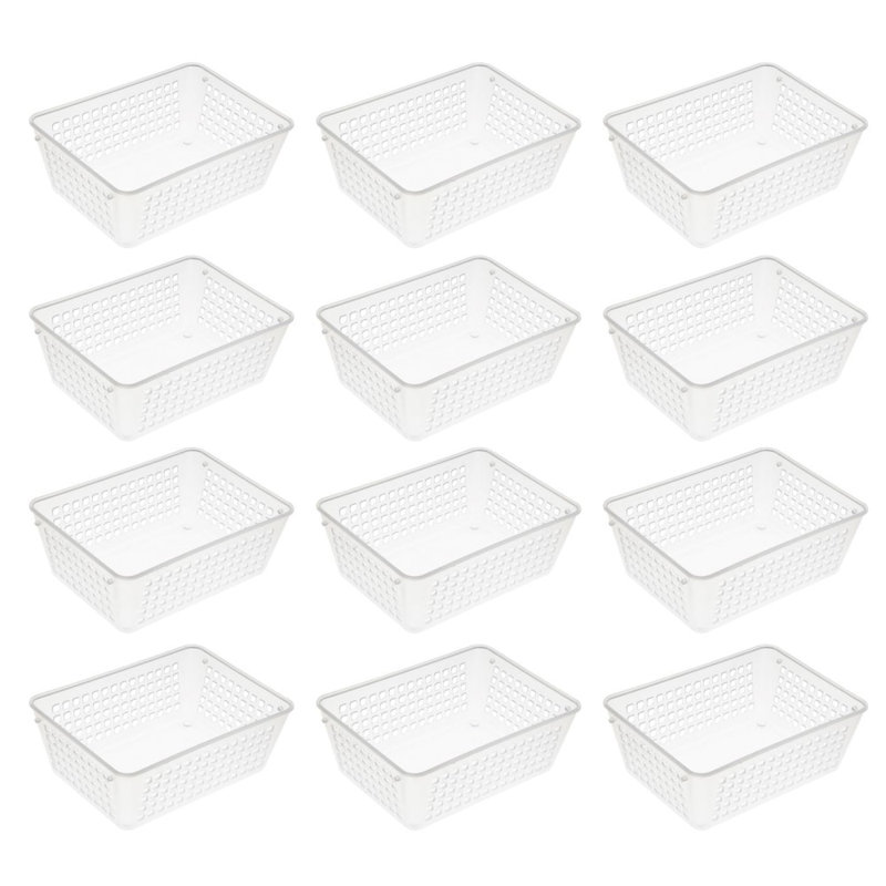 Ensemble de rangement en plastique pour tiroir de bureau, H 2,25 po x l 9 po x P 6 po, 12, Transparent