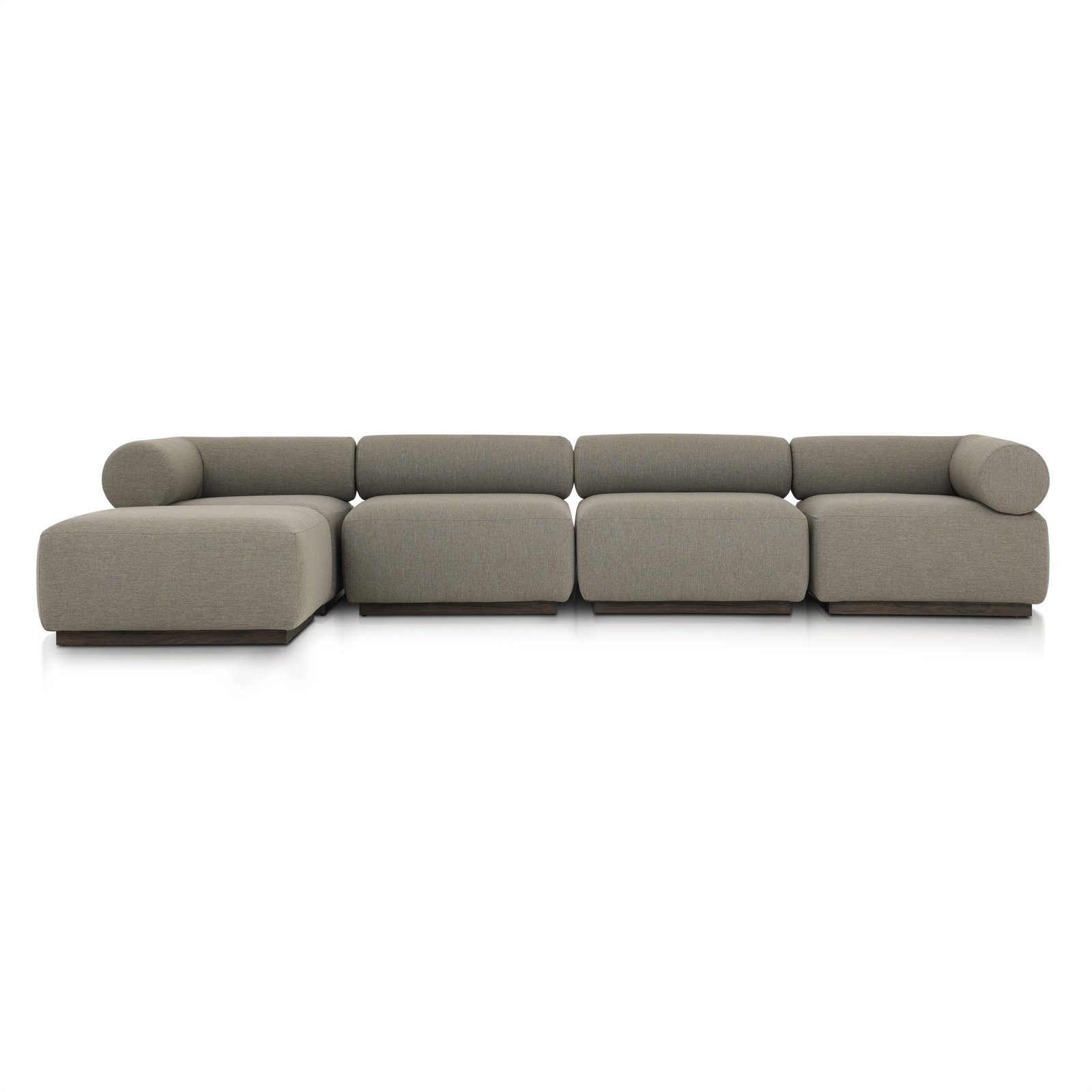 Anat Modular Upholstered Chaise L-Sectional, Brown Polypropylene/Olefin