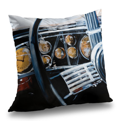 Vintage Car Interior - Contemporary Transportation Throw Pillow – Throw Pillow Cover Only, Double-Sided Print, Insert Not Included
