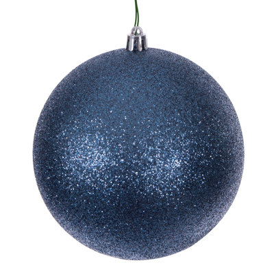 15.75" Denim Blue Glitter ball ornament.