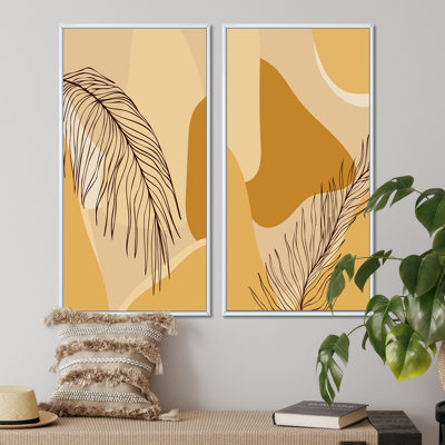 «Vintage Flower Silhouette in Tones of Orange I», ensemble de 2 reproductions