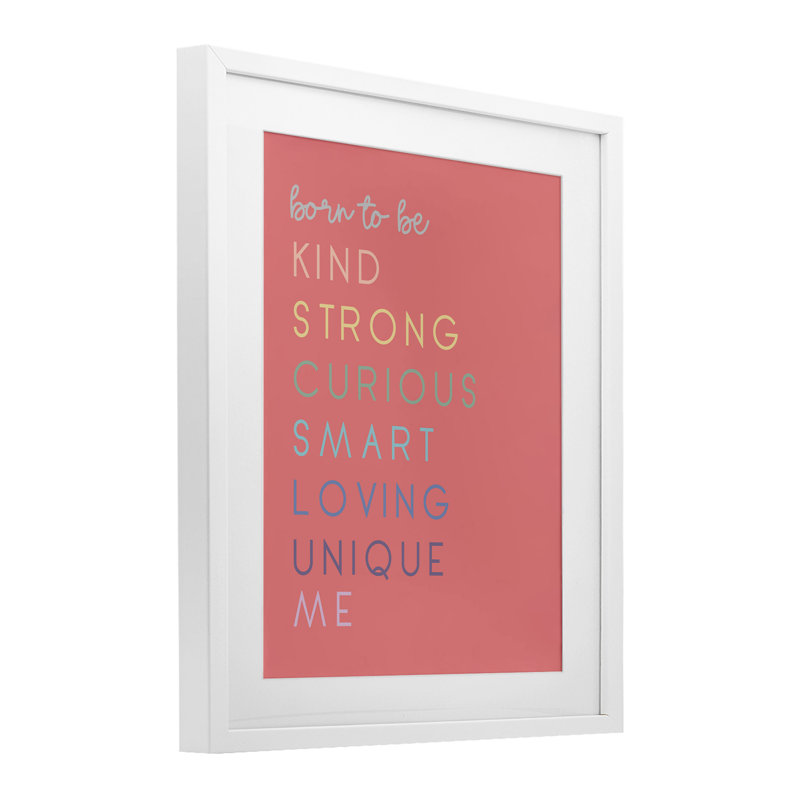 «Born To Be Adjectives», reproduction sous verre encadrée, design par Anna Quach, Cadre blanc côtier, H 16 po x l 13 po