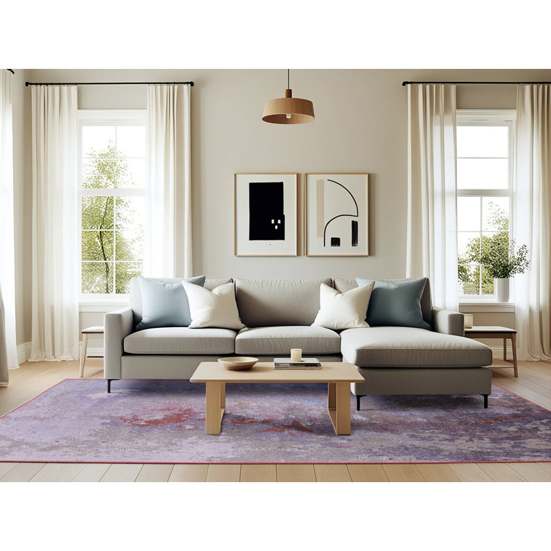 Tapis 100% Mid-Century moderne lavable à la machine 2076, Rectangle 6 pi x 9 pi