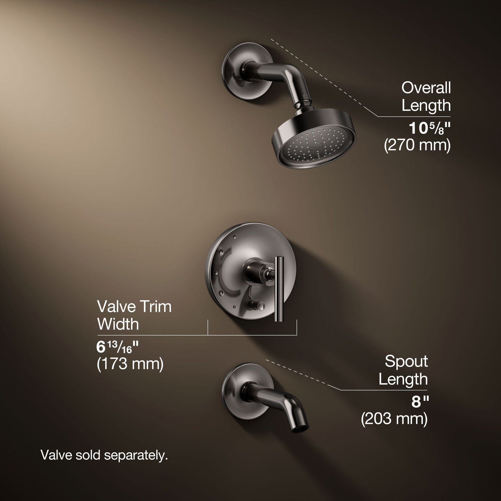 Purist Thermostatic Tub and Shower Faucet, Vibrant Titanium, Push Button, 2.5 GPM