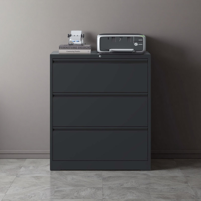 Lateral File Cabinet With Lock – Heavy-Duty Metal Filing Cabinet For Home Office, Space-Saving Wide Storage For Letter/Legal/A4/F4, Silent Full-Extension Slides, Easy-Assembly