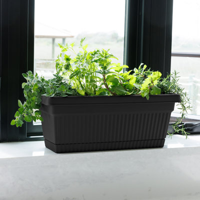 Boîte à fleurs en plastique avec plateau à soucoupe Vaneka