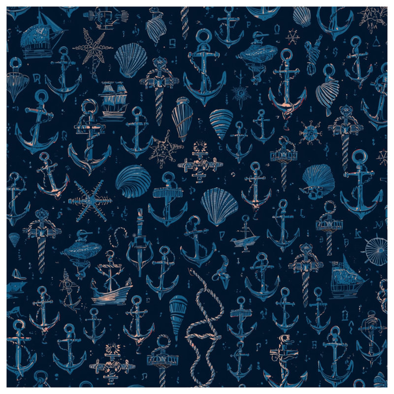 Rideaux de fenêtre Nautical Anchor Seashells, 50 po x 92 po - 1 panneau, Transparent