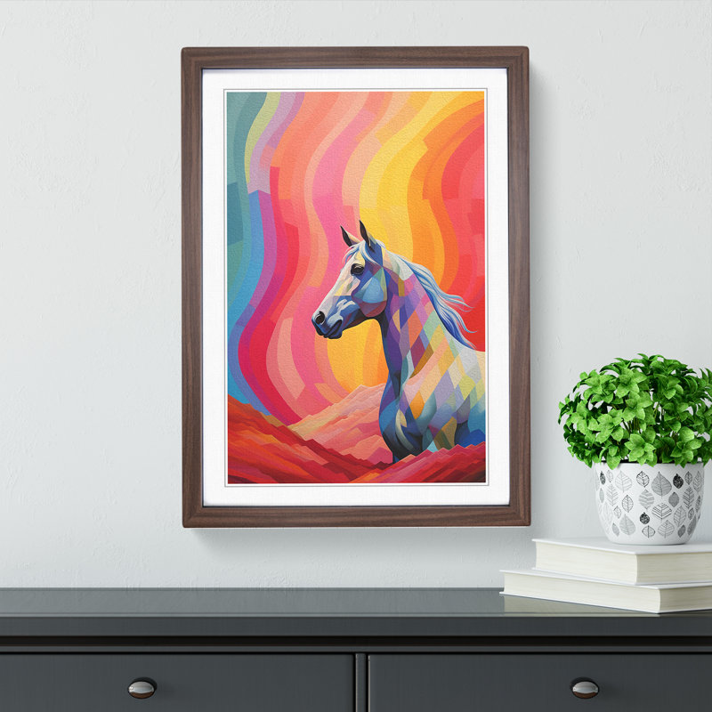 Horse Colour Field No.2 - Single Picture Frame Print on Wood