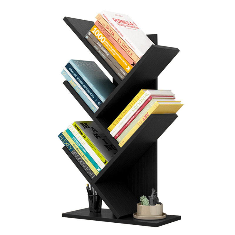 Aerowyn Geometric Bookcase, Brown, (6 Shelves) 60cm. H x 31cm. W x 17cm. D