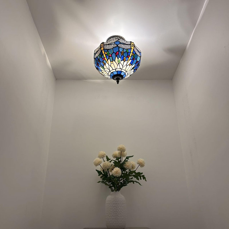 Tiffany Glass Semi Flush Mount