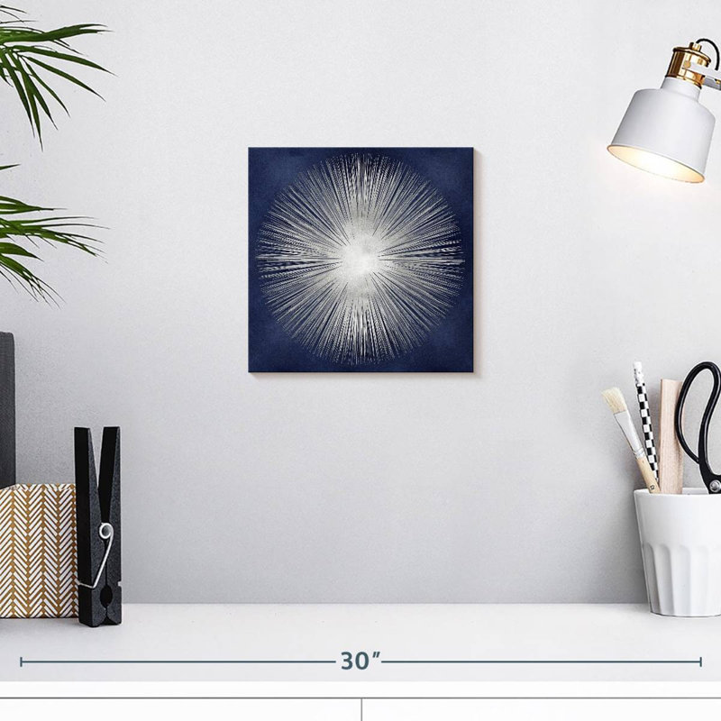 Avery Silver Sunburst On Blue I, H 10 po x l 10 po