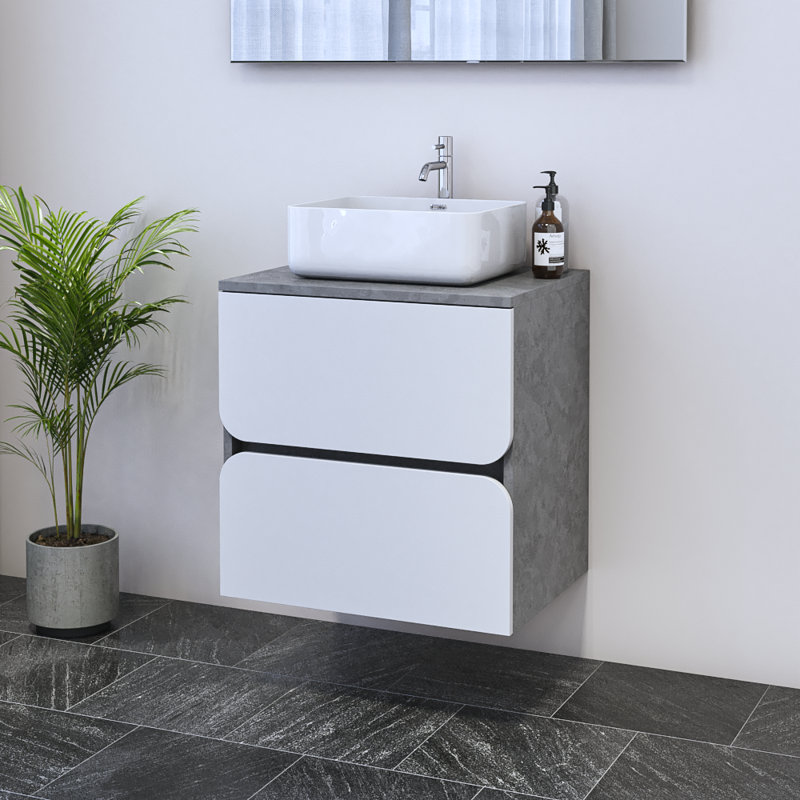 Meuble-lavabo simple 23,6 po avec dessus Kaydin, Béton