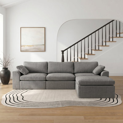 110" L-Shaped Boneless Modular Sectional Sofa, 4-Piece Chenille Couch, No Assembly