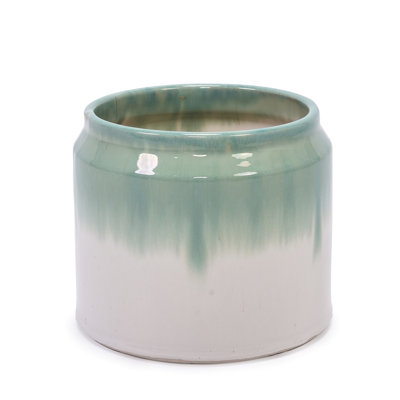 2 pots de fleurs en céramique dégradés, pots de fleurs élégants pour la maison et le jardin, couleur blanche, 2 pots de drainage, différents espaces idéaux, renforcé par les intempéries