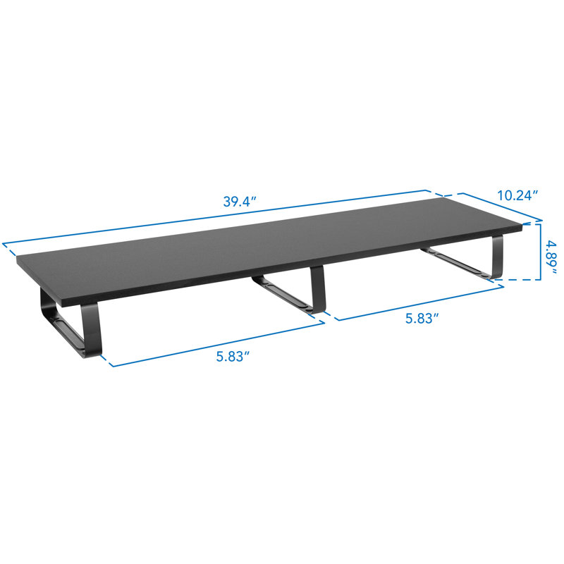 Extra Wide Black Steel and Wood Dual Monitor Stand