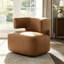 Fauteuil demi-tonneau pivotant en cuir véritable Bascom-1547012084