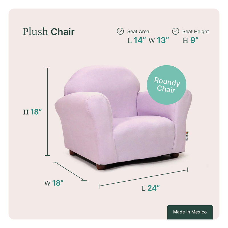 Keet Roundy Plush Chair Microsuede with Accent Pillow, Lavander