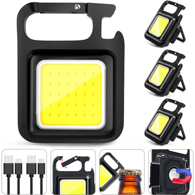 Keychain Work Light Keychain Flashlights 4 Light Modes,Keychain Light Emergency Light with Folding Bracket Bottle Opener for Fishing,Camping and Walking 4Pack