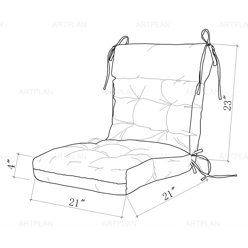 Outdoor/Indoor 3.5“ Dining Chair Seat Back Cushion, Gray Polyester/Polyester Blend