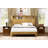 Queen Size Bed Frame With Storage Headboard, Built-In Charging Station, Wavy Curved Lines Design, Silent Operation, Metal Support, Natural-496554251-496554246