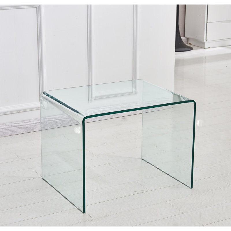 Élégante table de bout en verre trempé transparent pour les espaces modernes